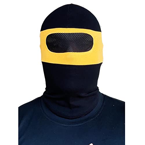 PGWEAR Sturmhaube mit Netz im Augenbereich Schwarz Gelb gestreift I Maske Balaclava I Ultras Hooligan von PGWEAR