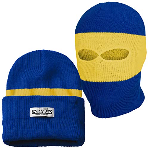 PGWEAR Mütze und Sturmhaube 2 in 1 schwarz weiß rot blau gelb grün (Blau/Gelb) von PGWEAR