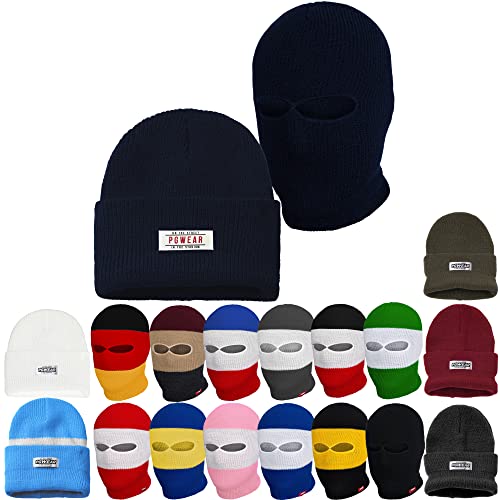 PGWEAR Mütze und Sturmhaube 2 in 1 schwarz weiß rot blau gelb grün (Navy) von PGWEAR