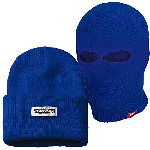 PG Wear Mütze und Sturmhaube 2 in 1 viele Farben (Blau einfarbig), Einheitsgröße von PG Wear