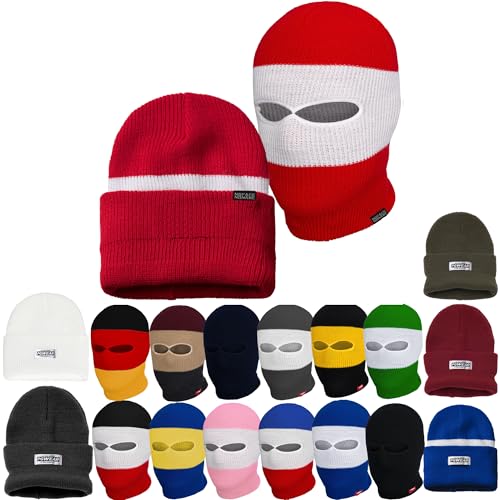 PGWEAR Mütze und Sturmhaube in schwarz rot blau grau (Rot) von PGWEAR