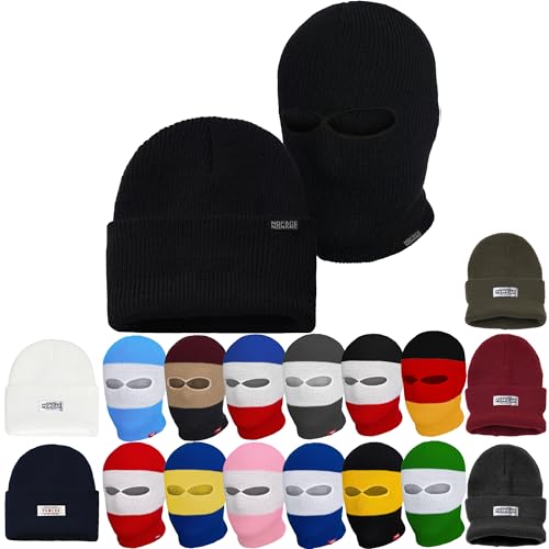 PGWEAR Mütze und Sturmhaube in schwarz rot blau grau (Schwarz) von PGWEAR