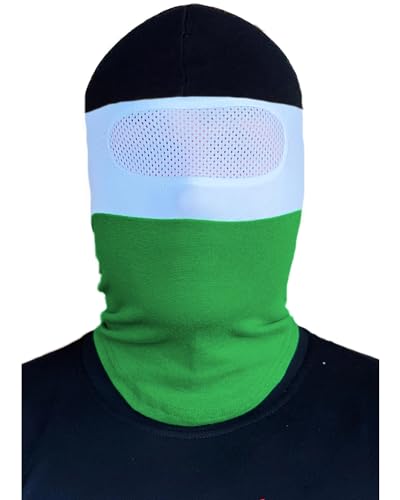 PGwear Sturmhaube Streifen mit Netz Maske Balaclava schwarz weiß rot blau grün gelb Navy (schwarz/weiß/grün mit Netz) von PG Wear