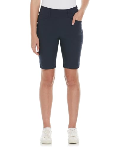 PGA TOUR Damen 9.5” Pull-on Golf Shorts with Tummy Control, Performance Stretch, Moisture-Wicking, Sun Protection Golfhose, Marineblau, Klein von PGA TOUR