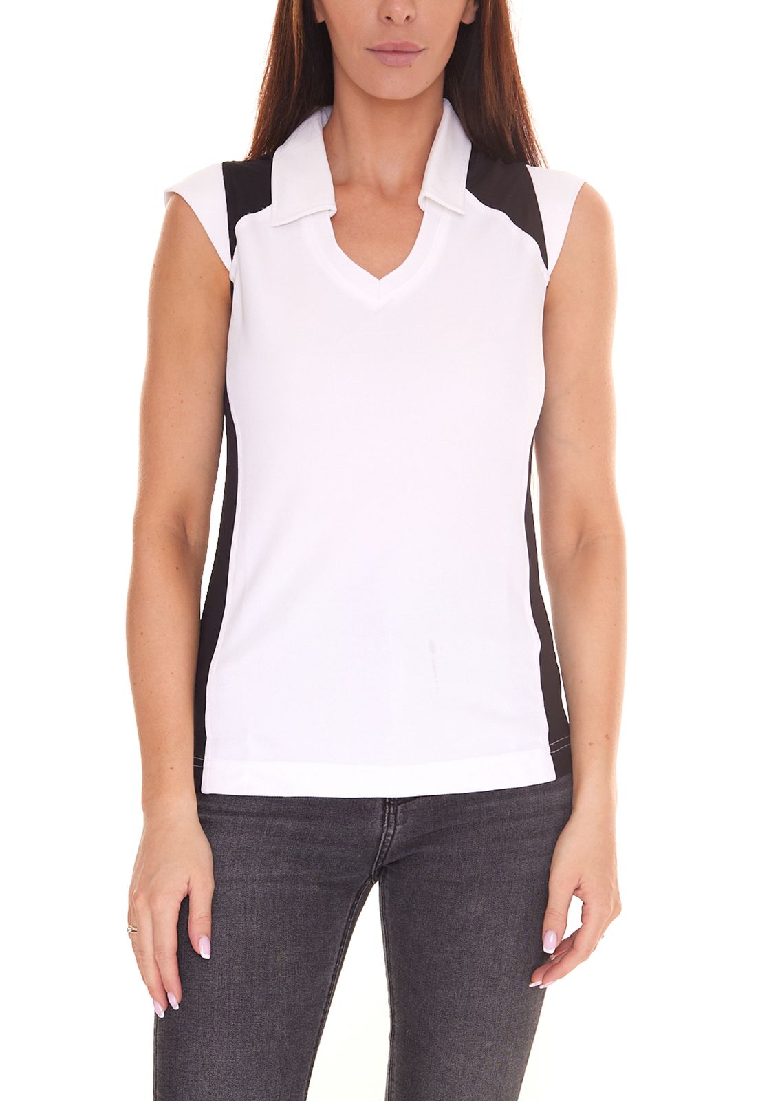 PGA TOUR Damen Achsel-Shirt mit Hemdkragen Golf-Shirt mit CoolFit 3508999 Weiß-Schwarz von PGA TOUR