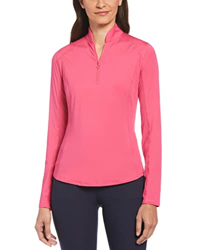 PGA TOUR Damen Langärmliges Netzeinsatz unter den Ärmeln Golfshirt, Violett-Beetroot Purple, Small von PGA TOUR