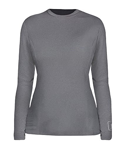 PGA TOUR Damen UPF 50 Solar Block Long Sleeve Golf Crew Shirt Golfhemd, Leiser Lampenschirm in Heather, X-Groß von PGA TOUR