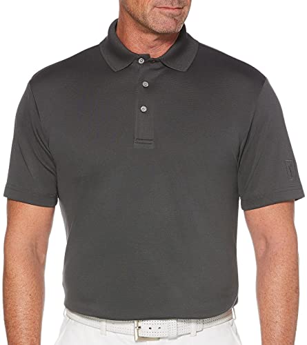 PGA TOUR Herren Airflux Golf-Poloshirt, kurzärmelig, aus solidem Netzgewebe, Größen S – 4 XL Golfhemd, Asphalt, Large Hoch von PGA TOUR