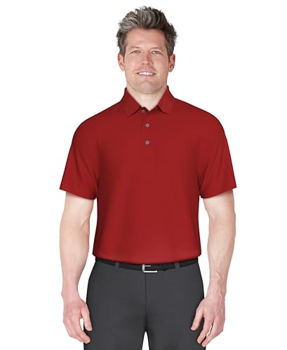 PGA TOUR Herren Airflux Golf-Poloshirt, solides Mesh, kurzärmelig, Größen S-4XL Golfhemd, Chili Pepper, XXL von PGA TOUR