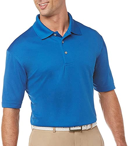PGA TOUR Herren Airflux Solid Mesh Short Sleeve Golf Polo Shirt, (Sizes S-4xl) Golfhemd, blau (Classic Blue), X-Groß von PGA TOUR