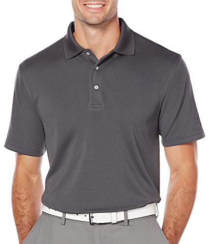 PGA TOUR Herren Airflux Solid Mesh Short Sleeve Classic Golf Polo Shirt Golfhemd, Asphalt, XXL von PGA TOUR