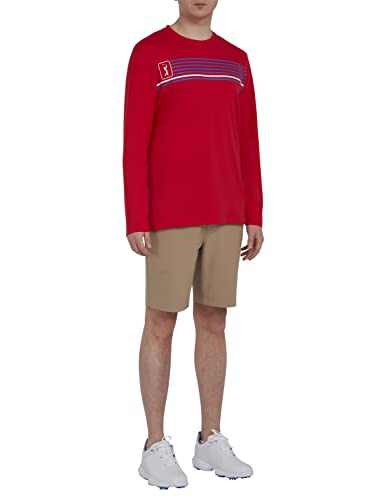 PGA TOUR Herren Americana Print Rundhals Langarm Regular Fit Casual Top T-Shirt, True Red, M von PGA TOUR