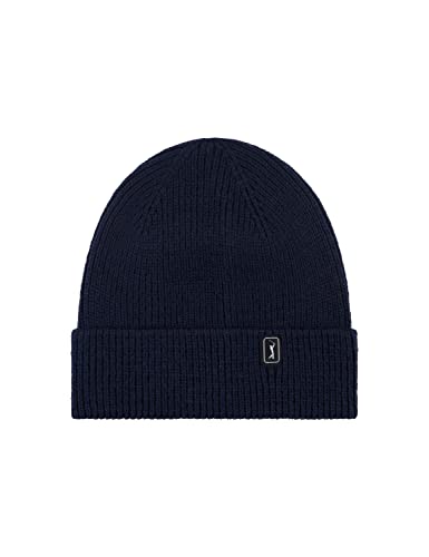 PGA TOUR Herren Recyceltes Polyester Gerippte Manschette Warme Winter Gestrickte Mode Damen Beanie-Mütze, True Black Iris, Einheitsgröße von PGA TOUR