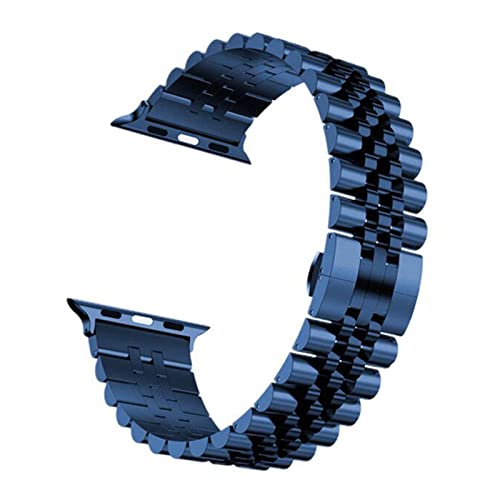 PGLVLZFGFN Fünf Baht Metallband Kompatibel for Apple Watch 44mm 42mm 40mm 38mm Männer/Frauen Ersatzgürtel kompatibel for iWatch 7 6 5 4 3 2 SE. Band Uhrenarmband(Blue,38mm-40mm-41mm) von PGLVLZFGFN