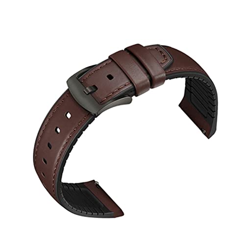 PGLVLZFGFN Uhrband 22mm Silikon + Leder 2in 1 Gurt Mode Herren Ersatzarmband Kompatibel for Huawei Uhr Pro/Gt. Schnelle Veröffentlichung Uhrenarmband(Brown black) von PGLVLZFGFN