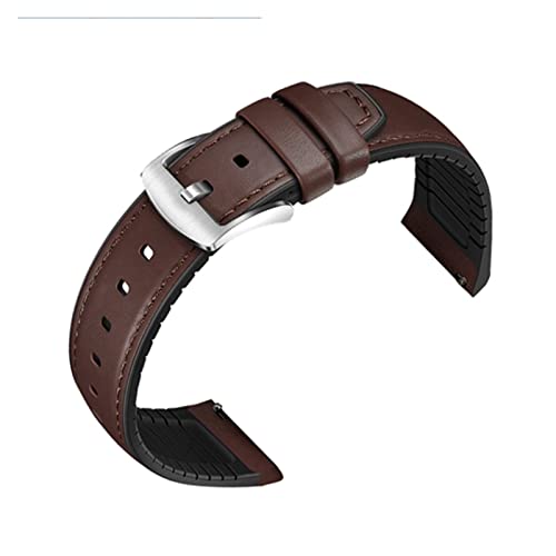 PGLVLZFGFN Uhrband 22mm Silikon + Leder 2in 1 Gurt Mode Herren Ersatzarmband Kompatibel for Huawei Uhr Pro/Gt. Schnelle Veröffentlichung Uhrenarmband(Brown silver) von PGLVLZFGFN