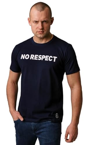 NO Respect T-Shirt Slogan (DE/NL/SE/PL, Alphanumerisch, L, Regular, Regular, Marineblau) von PGWEAR