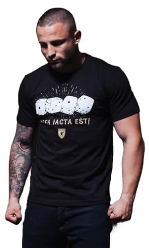 PGWEAR Alea iacta est T-Shirt (DE/NL/SE/PL, Alphanumerisch, S, Regular, Regular, Schwarz) von PGWEAR
