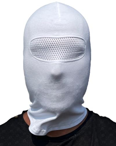 PGWEAR Sturmhaube mit Netz vor den Augen in schwarz blau weiß rot gelb grün (weiß) von PGWEAR