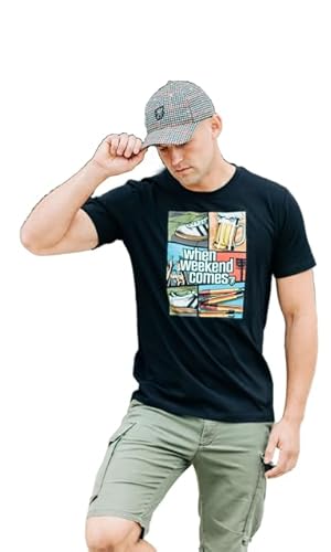 PGWEAR T-Shirt Weekend (DE/NL/SE/PL, Alphanumerisch, L, Regular, Regular, Schwarz) von PGWEAR