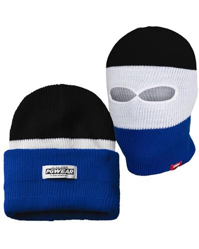 PGWear Mütze und Sturmhaube Troublemaker 2 in 1 Unisex schwarz weiß blau von PGWear