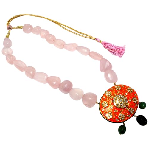PH Artistic Meena Hochzeits-Halskette mit Perlen, Wachs, modisch, Emaille, natürlicher rosa Rosenquarz, Edelstein-Perlen, Halsketten, traditionell, handgefertigt, wendbar, k948 PH Artistic Meena Hochzeits-Halskette mit Perlen, Wachs, modisch, Emaille, natürlicher rosa Rosenquarz, Edelstein-Perlen, Halsketten, traditionell, handgefertigt, wendbar, k948 von PH Artistic