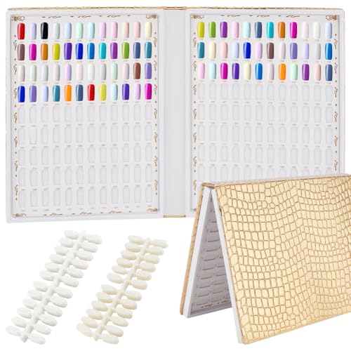 PH PandaHal 216 Nagelfarbkarte Display Nagellack Display Buch Nagelfarben Buch mit 240 falschen Nageltips Maniküre Praxis Karteikarte Gel-Lack-Kartenbuch für Nagelstudios DIY Nagelbedarf von PH PandaHall