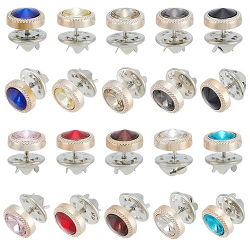 PH PandaHall 10 Farben 20 Stück Damen Hemd Broschen Knöpfe Anstecknadeln Strass Broschennadeln Sicherheitsnadel Abdeckung Knöpfe Für Damen Rucksack Hochzeit Party Blumenstrauß Mantel Dekor 11.5mm von PH PandaHall