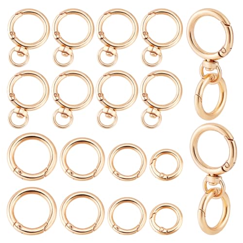 PH PandaHall 10 Set Goldener Schlüsselring Clip Federkarabiner Mit 10 Schlüsselringen In 4 Größen O Ringen Für Schlüssel Schlüsselbänder Geldbörsen Handschlaufe Taschen 20~39mm von PH PandaHall