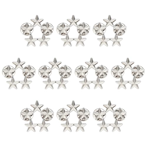 PH PandaHall 10 Stück Stern Anstecknadel Fünfzackiger Stern 29mm Silberne Sterne Brosche Pentagramm Abzeichen Metall Hutnadeln Für Männer Frauen Studenten Kostüm Rucksack Dekoration Geschenk von PH PandaHall