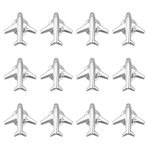 PH PandaHall 12 Stück Flugzeug Brosche Flugzeug Broschen Kleine Flugzeug Brosche Flugkragen Abzeichen Flugzeug Anstecknadel Für Damen Und Herren Rucksack Hemd Tasche Krawatte Anzug Zubehör 2.15x2.2cm von PH PandaHall