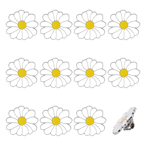 PH PandaHall 12 Stück Gänseblümchen Brosche Anstecknadeln Weiße Gänseblümchen Auszeichnungsblume Emaille Anstecknadel Sonnenblume Druckknopfschnalle Für Damen Hut Tasche Strickjacke Pullover Kleid von PH PandaHall