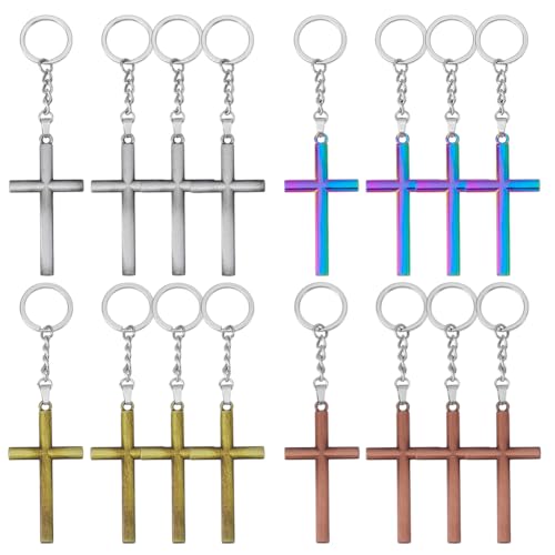 PH PandaHall 16 Stück Kreuz Schlüsselanhänger In 4 Farben 6.7cm Taschenkreuze Jesus Schlüsselringe Christliche Schlüsselanhänger Für Weihnachtsfeiern Taufen Gastgeschenke Für Schwestern von PH PandaHall