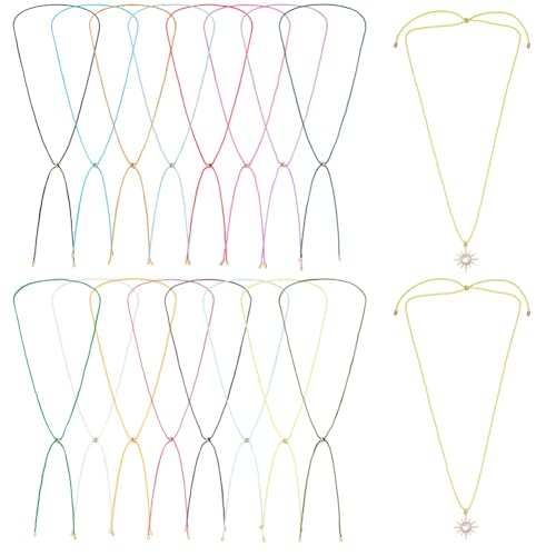PH PandaHall 16 Stück Nylon Halsketten Schnüre für Schmuckgestaltung 16 Farben 52.5cm Geflochtene Halsketten Seile mit Goldenen Verschlüssen 1.5mm Halskettenkette für Frauen DIY Halsketten Anhänger von PH PandaHall