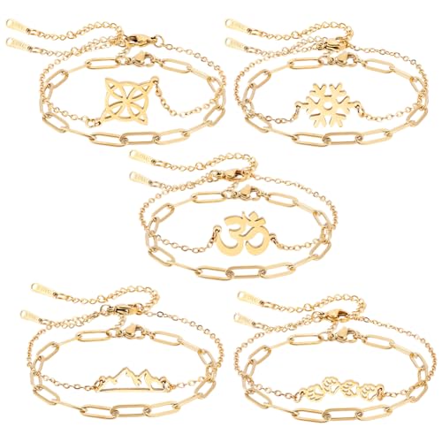 PH PandaHall 18K Vergoldete Armbänder Für Frauen 5 Stile Mehrlagige Armbandkette Gold Armband zierliche Armbänder für Frauen Mit Anhängern Verstellbare Edelstahlkette Schmuck 16.8~18cm PH PandaHall 18K Vergoldete Armbänder Für Frauen 5 Stile Mehrlagige Armbandkette Gold Armband zierliche Armbänder für Frauen Mit Anhängern Verstellbare Edelstahlkette Schmuck 16.8~18cm von PH PandaHall