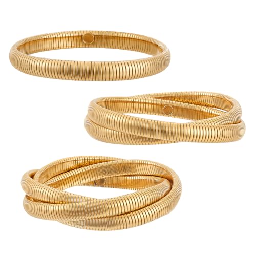 PH PandaHall 18K Vergoldete Armreifen 3 Stück Klobige Armbänder Mehrlagige Goldarmbänder Zierliche Armbänder Wasserfester Schmuck Stapelbar 7.5mm Breit Innendurchmesser: 5.7~6cm PH PandaHall 18K Vergoldete Armreifen 3 Stück Klobige Armbänder Mehrlagige Goldarmbänder Zierliche Armbänder Wasserfester Schmuck Stapelbar 7.5mm Breit Innendurchmesser: 5.7~6cm von PH PandaHall