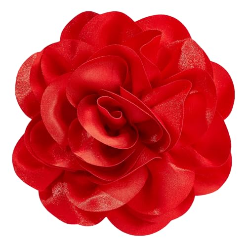 PH PandaHall 18cm Blumenbrosche Rote Große Rosenblumenbrosche Satinstoff Große Blumenbroschen Elegante Reversbroschen Für Frauen Kleid Hochzeit Party Hutnadeln Zeremonie Kleidung Schmuck Geschenk von PH PandaHall