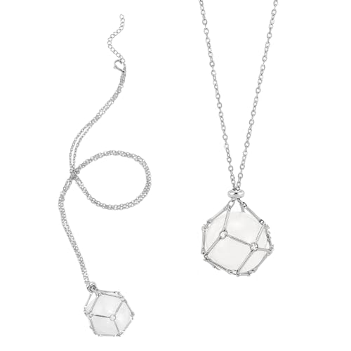 PH PandaHall 2 Stück Kristallhalter Halsketten Mit Natürlichen Quarz Edelsteinen Käfig Halsketten 304 Edelstahl Kristall Anhänger Halsketten Für Frauen Und Männer DIY Schmuckgeschenk Dekoration von PH PandaHall