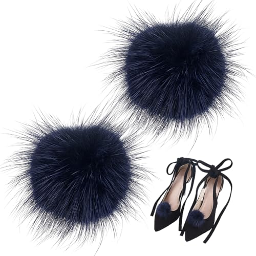 PH PandaHall 2 Stück Pom Poms Schuhclips 5cm Flauschige Schuhschnallen Clip Dekoration High Heels Schuhclips Pompom Ball Schuhanhänger Pom Poms Dekorative Schnallen Für Damen Kostüm Preußischblau von PH PandaHall