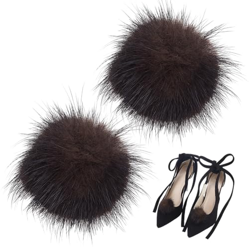 PH PandaHall 2 Stück Pom Poms Schuhclips Brauner Pompon Flauschige Schuhschnalle Clip Dekoration High Heels Schuhclips Pom Poms Ballschuhe Charms Dekorative Schnallen Für Damen Kostümdekoration 5cm von PH PandaHall
