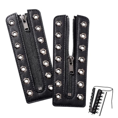 PH PandaHall 2 Stück Reißverschlusseinsätze Aus Leder Zum Schnüren Im Stiefel 6.3x2.2 zoll Schwarz Tieless Schnürsenkel Ösen Zipper Für Männer Frauen Turnschuhe Schnürsenkel DIY von PH PandaHall