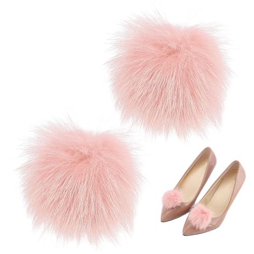 PH PandaHall 2 Stück Schuhclips Mit Rosa Pompons Flauschige Schuhschnallen Clip Dekoration High Heels Schuhclips Pompom Ball Schuhanhänger Pom Poms Dekorative Schnallen Für Damen Kostümdekoration 5cm von PH PandaHall