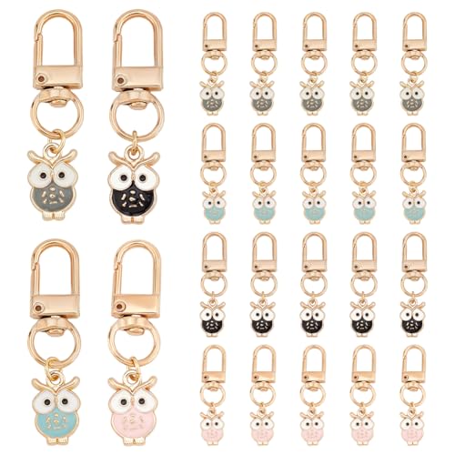PH PandaHall 20 PCS Halloween Eule Schlüsselanhänger 20 Styles Niedliche Mini Schlüsselanhänger Set Legierung Emaille Auto Schlüsselanhänger für Geschenk Geldbörse Handtasche Brieftasche Rucksack von PH PandaHall