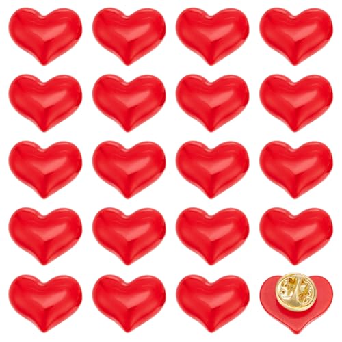 PH PandaHall 20 Stück Rote Herz Knopflochstifte Herz Brosche Liebesherz Stifte Brosche Süße Harzbadesse für Frauen Rucksack Tasche Hut Kleidung Hochzeitsfeier Dekoration Weihnachten Geburtstag von PH PandaHall