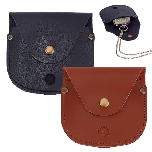 PH PandaHall 2pcs Leder Taschenuhr Etui, Klassisches Uhrenetui 3.7x3.5inch Schutztasche Uhrenhalterung Tragekoffer Aufbewahrungstasche mit Schließe für Reisen Outdoor, Männer Geschenk, Brown Schwarz PH PandaHall 2pcs Leder Taschenuhr Etui, Klassisches Uhrenetui 3.7x3.5inch Schutztasche Uhrenhalterung Tragekoffer Aufbewahrungstasche mit Schließe für Reisen Outdoor, Männer Geschenk, Brown Schwarz von PH PandaHall