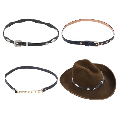 PH PandaHall 3 Stile Leder Hutbänder Westernhüte Gürtel Cowboyhutband Verstellbare Hüte Dekoration Band Hutbänder mit Metallschnalle Strohhutband für Frauen Männer Cowboy Fedora Zubehör von PH PandaHall