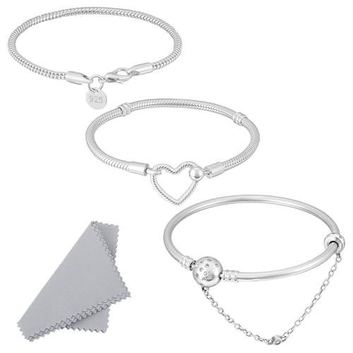 PH PandaHall 3 Styles Silberarmband Charm Armbänder Schlangenkette Zierliche Armbänder Für Frauen Schmuckherstellung Kunsthandwerk Valentinstag Muttertag PH PandaHall 3 Styles Silberarmband Charm Armbänder Schlangenkette Zierliche Armbänder Für Frauen Schmuckherstellung Kunsthandwerk Valentinstag Muttertag von PH PandaHall