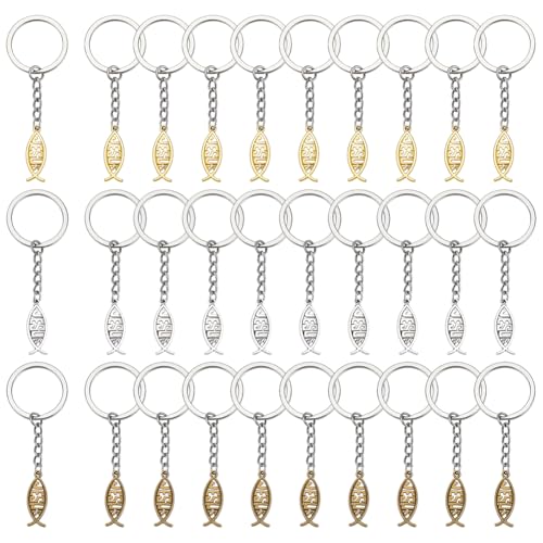 PH PandaHall 30 Stück Jesus Fisch Schlüsselanhänger 3 Farben 8cm Christlich Schlüsselanhänger Religiöser Taschenanhänger Für Jesus Partys Ostergeschenke Hochzeitsgeschenke Anhänger: 2.7cm von PH PandaHall