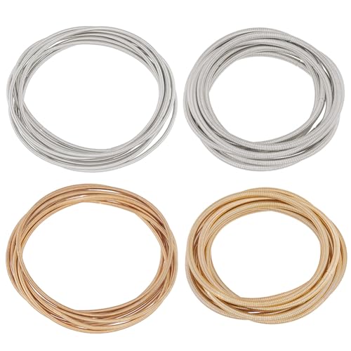 PH PandaHall 32 Stück Gitarrensaiten Armband Federschmuck Draht Stretch Armbänder Spiralarmbänder Für Den Sommer Frauen Und Männer DIY Basteln Platin/Gold von PH PandaHall