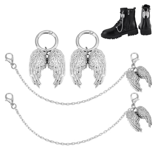 PH PandaHall 4 Stück 2 Stile Punk Schuh Charms Schnürsenkel Charms Ketten Gothic Schuh Charm Für Männer Und Frauen Schuhe Taschen Geldbörsen DIY Bastel Hosenkette Platin Farbe von PH PandaHall